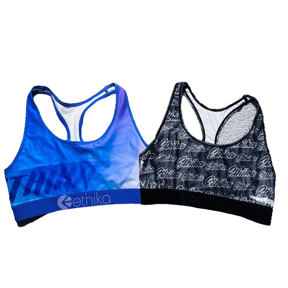 ETHIKA Set of 2 Logo Performance Sports Bra Womens Size L Gym Yoga